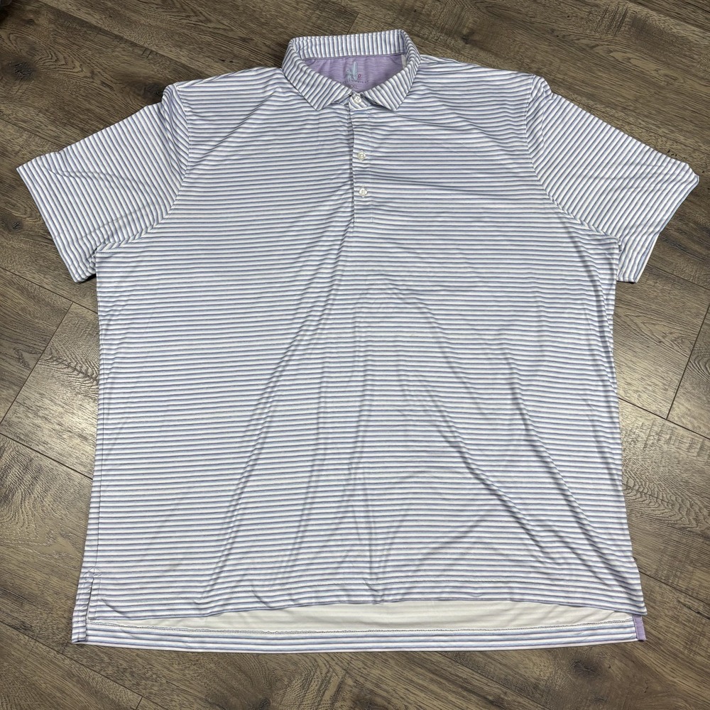 Johnnie-O Featherweight Polo Shirt Mens 2XL Purple Striped Golf Warwick UPF50